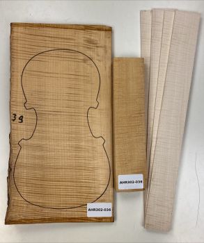 Satz B+Z+H Riegelahorn Violine, 1-tlg. Boden Einzelstück #036